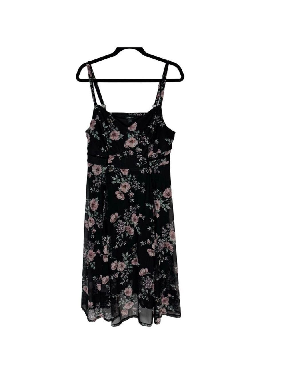 Torrid Black Floral Mesh Midi Dress sz 1 or 1X 14-16